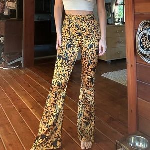 Missguided orange floral silk flare pants